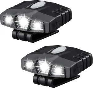2X Ultra Bright Hands-Free Led Clip on Hat Light - Rechargeable 150 Lumens Spotlight Waterproof Cap Light