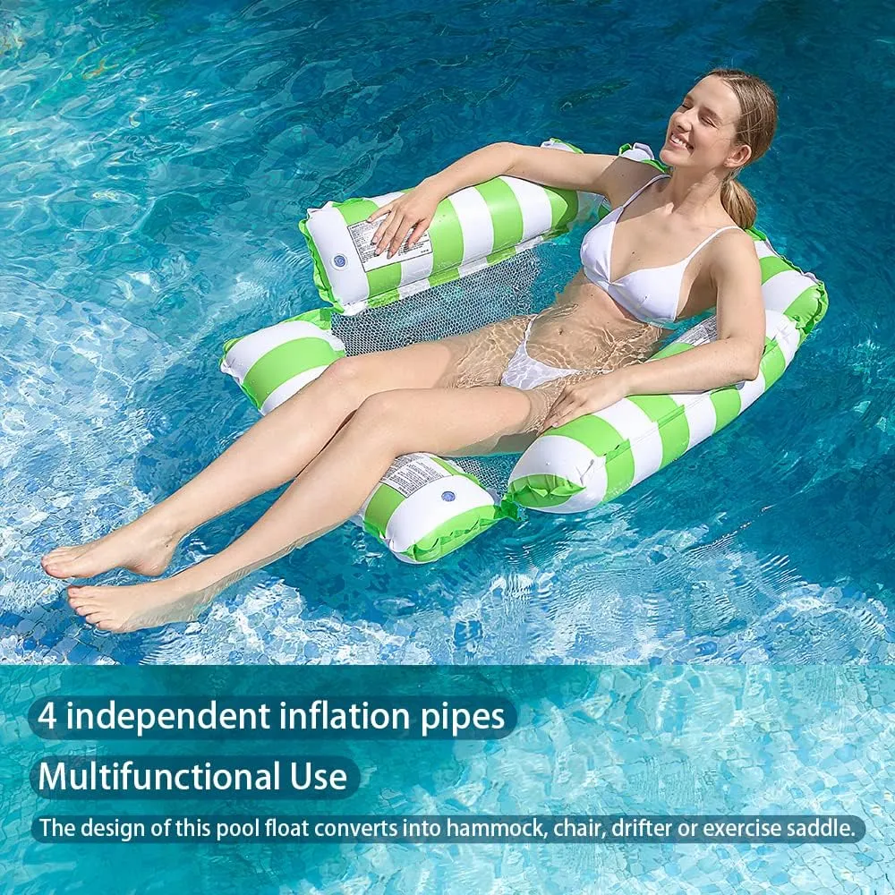 3 Pack Inflatable Pool Chair Float, Water Hammock Lounge Chair, Multi-Purpose Drifter Pool Floats for Summer Pool Lake Beach