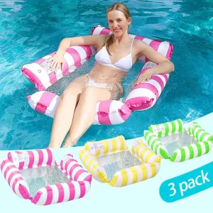 3 Pack Inflatable Pool Chair Float, Water Hammock Lounge Chair, Multi-Purpose Drifter Pool Floats for Summer Pool Lake Beach