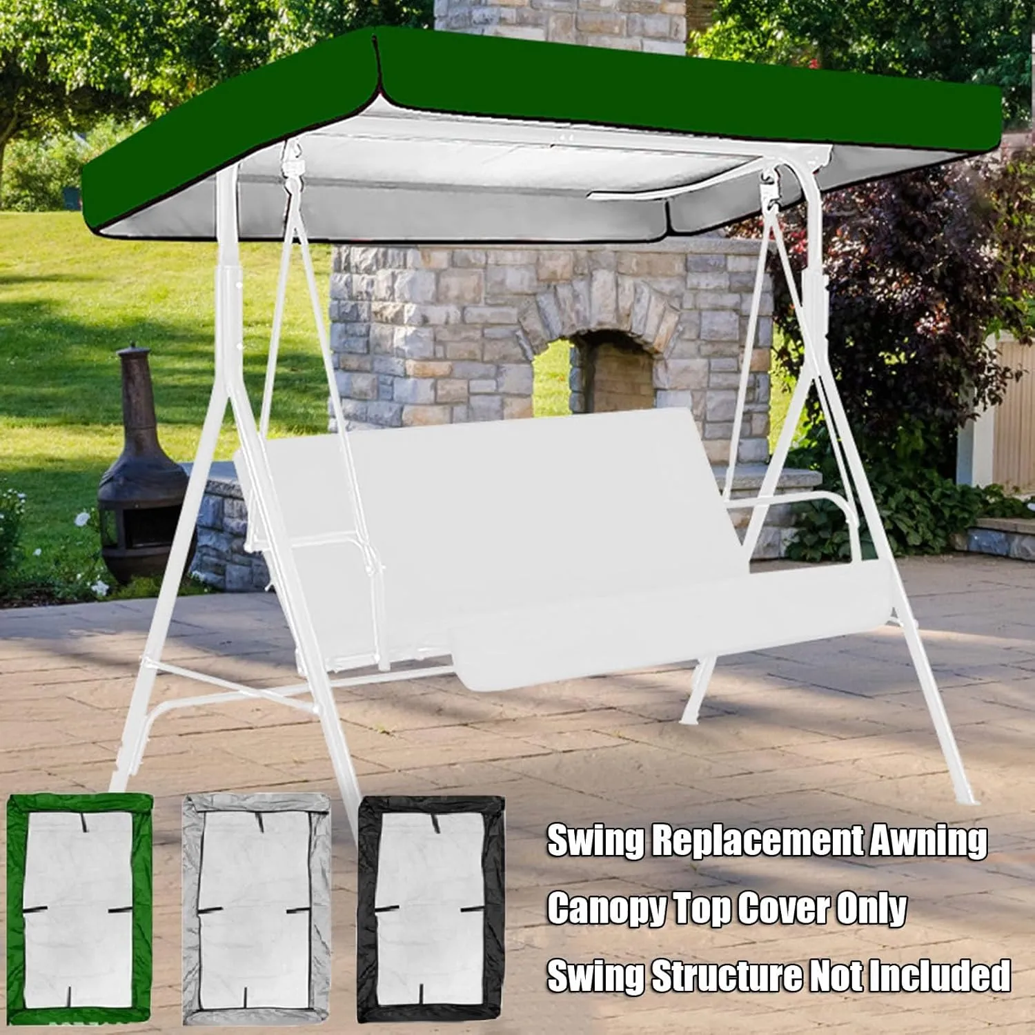 3 Seat Garden Hammock Top Cover, Sun Shade Swing Top Replacement Waterproof Decor Swing Replacement Canopy Top Cover(Red,195 * 125 * 15cm)