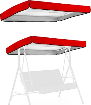 3 Seat Garden Hammock Top Cover, Sun Shade Swing Top Replacement Waterproof Decor Swing Replacement Canopy Top Cover(Red,195 * 125 * 15cm)
