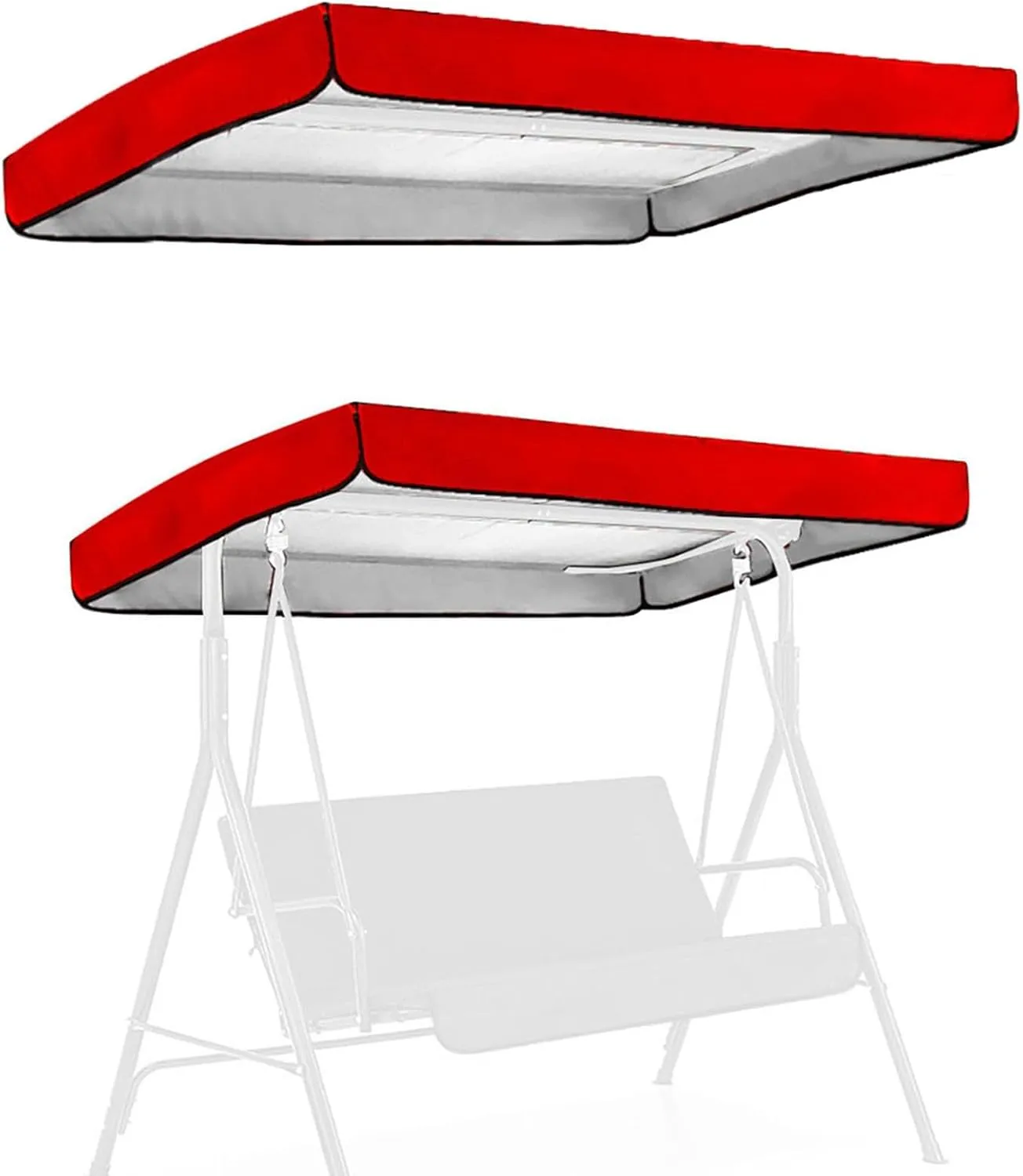 3 Seat Garden Hammock Top Cover, Sun Shade Swing Top Replacement Waterproof Decor Swing Replacement Canopy Top Cover(Red,195 * 125 * 15cm)