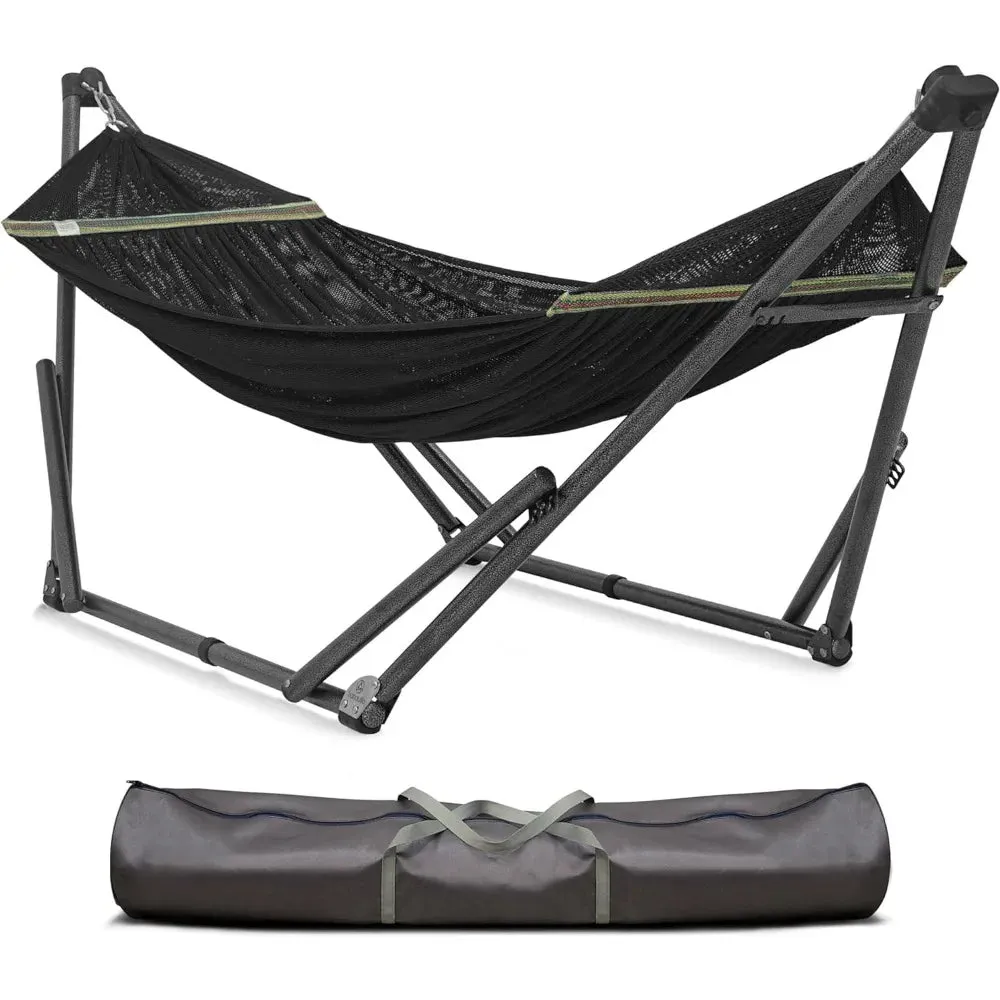 3-Year Warranty Hammock Stand, 30s Foldable Hammock with Stand, 550 lbs Capacity Camping Hammock Stand