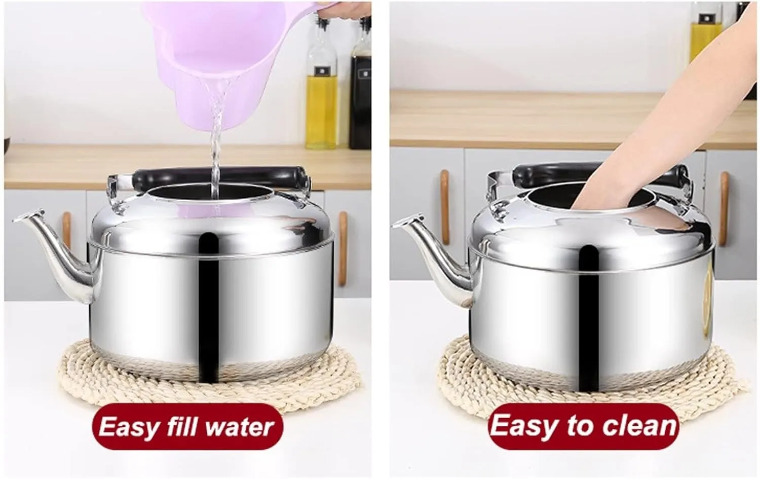 304 Stainless Steel Whistling Tea Kettle - Quick Boil for All Stovetops, Ergonomic Design(5.3 Quart)