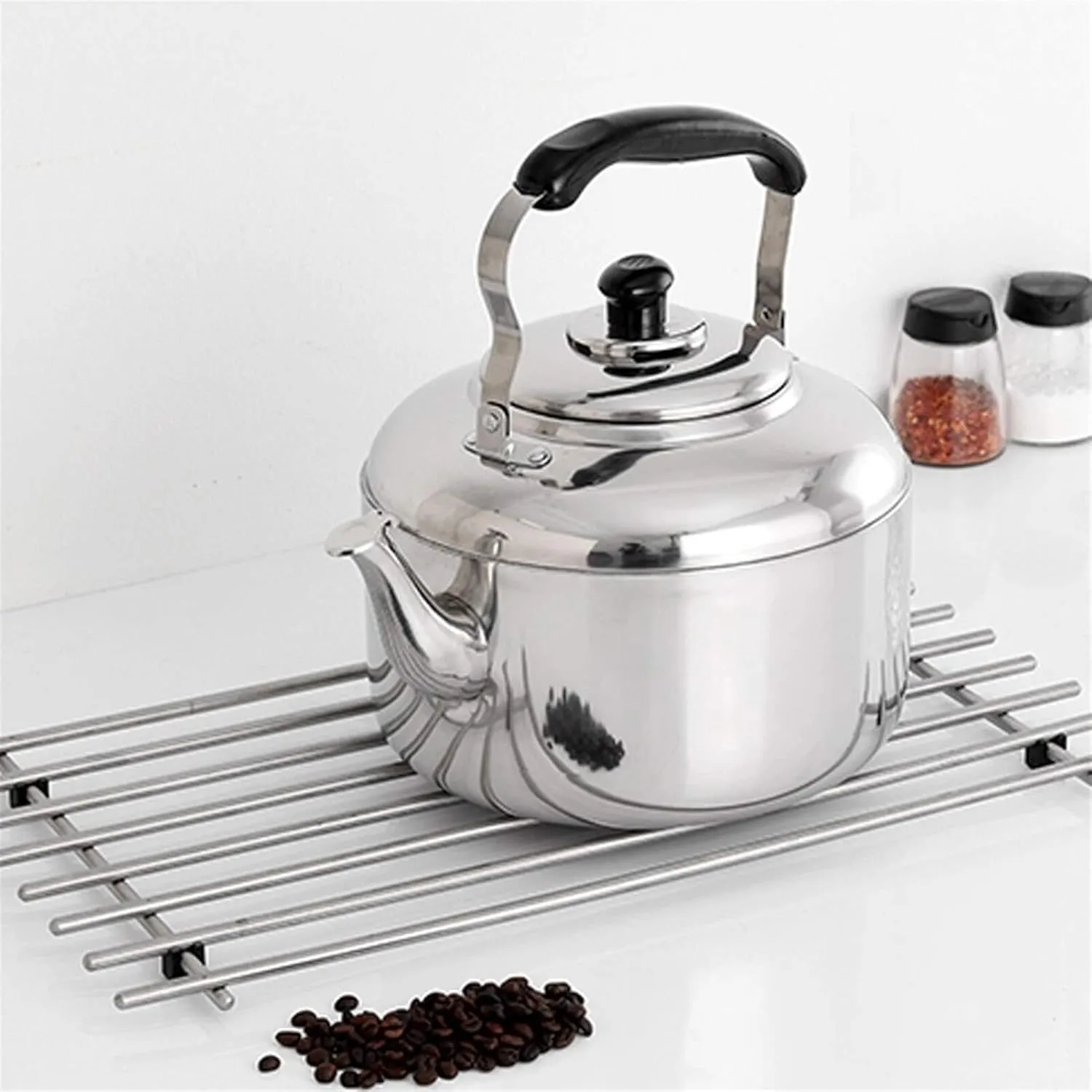 304 Stainless Steel Whistling Tea Kettle - Quick Boil for All Stovetops, Ergonomic Design(5.3 Quart)