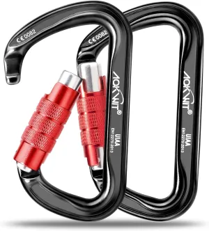 30KN Auto Locking Carabiner Clips UIAA Certified Climbing Carabiners 7075 Aluminum Alloy Heavy Duty Carabiners for Rock Climbing Rappelling Mountaineering Rescue Camping Aerial Work Pulley Zipline