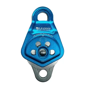 30kN Upgraded Rescue Double Pulley Sheave with Swing Plate,CE High Strength Pulley for Backyard Zipline, Climbing, Rock Rescue Lifting, Hauling, Fit Rope up to 13 mm/Holds Up to 6750lbs,Blue