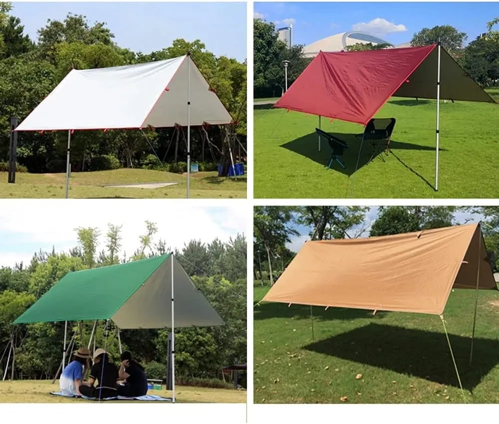 3.2x3m Awning Waterproof Tarp Tent Shade Folding Camping Canopy Ultralight Beach Sun Shelter Camping Tent Travel Tourist Awning (Color : D) (D One Size)