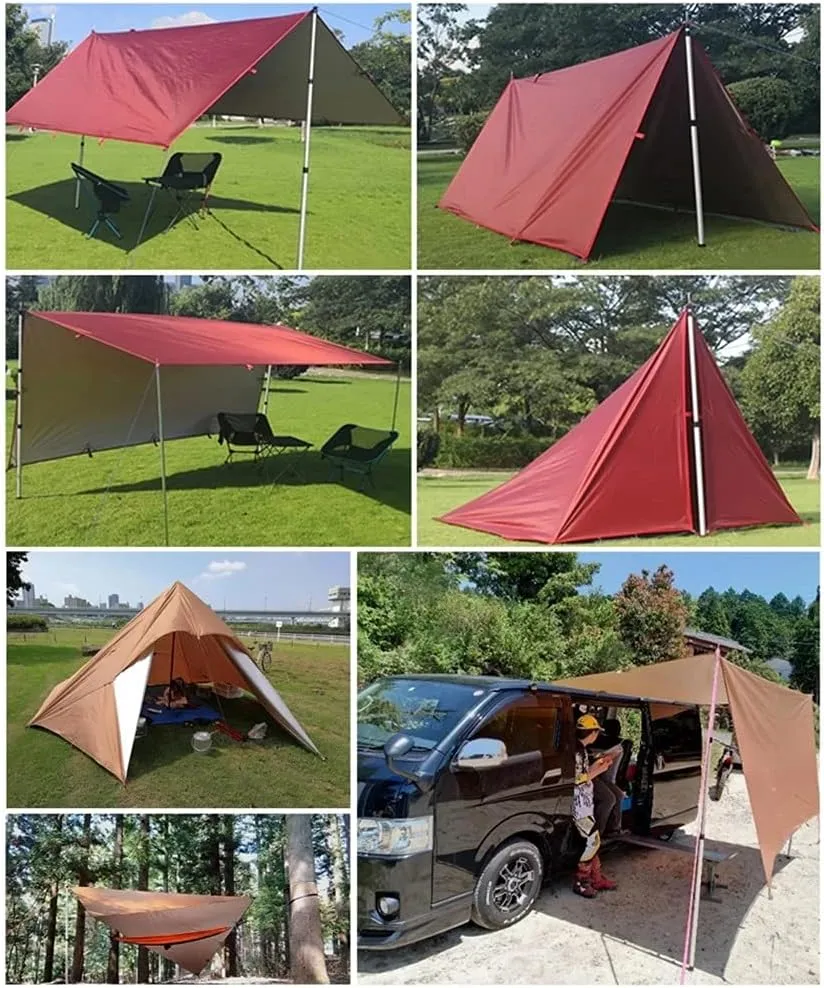 3.2x3m Awning Waterproof Tarp Tent Shade Folding Camping Canopy Ultralight Beach Sun Shelter Camping Tent Travel Tourist Awning (Color : D) (D One Size)