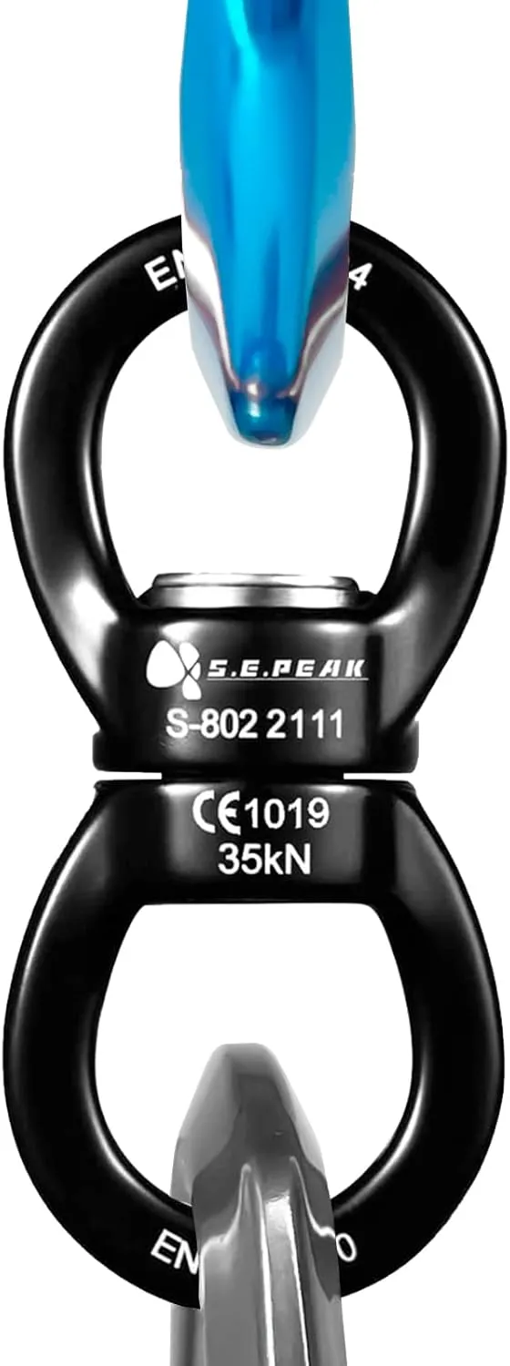 35kN Swing Swivel, CE Certified Safe Swivel Hook, 360°Rotational Device, Silent Hanging Accessory for Tree Swing, Aerial Dance, Swing Spinner Hanger, Rock Climbing, Hanging Hammock,Carabiner