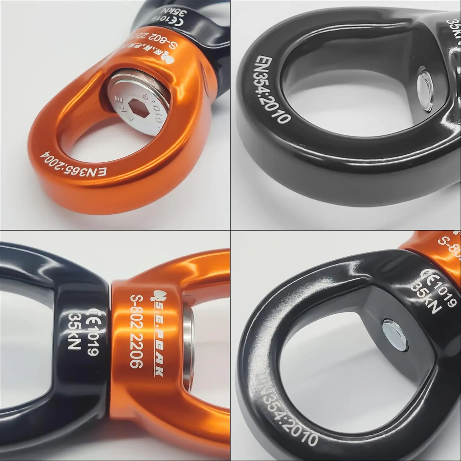 35kN Swing Swivel, CE Certified Safe Swivel Hook, 360°Rotational Device, Silent Hanging Accessory for Tree Swing, Aerial Dance, Swing Spinner Hanger, Rock Climbing, Hanging Hammock,Carabiner