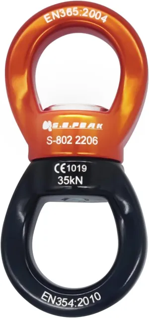 35kN Swing Swivel, CE Certified Safe Swivel Hook, 360°Rotational Device, Silent Hanging Accessory for Tree Swing, Aerial Dance, Swing Spinner Hanger, Rock Climbing, Hanging Hammock,Carabiner
