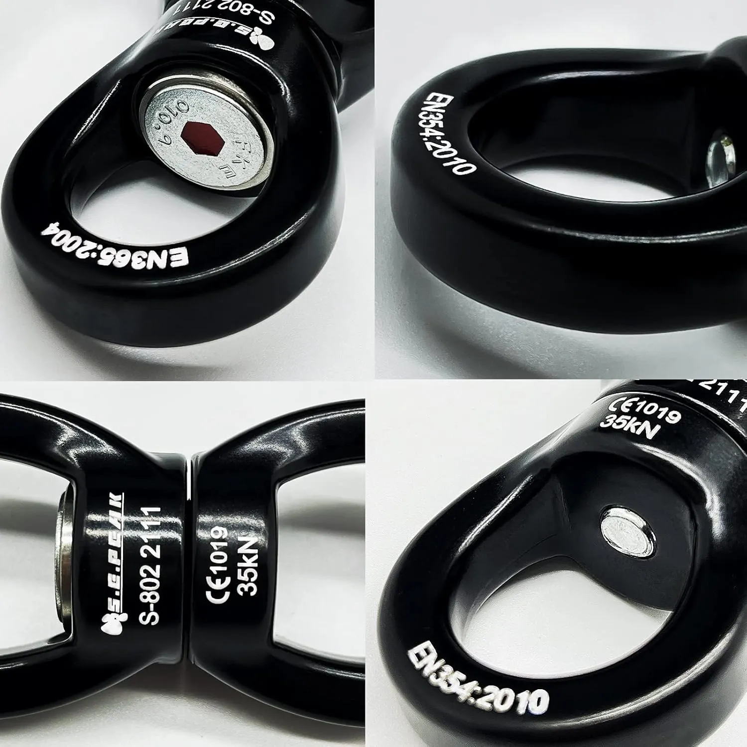 35kN Swing Swivel, CE Certified Safe Swivel Hook, 360°Rotational Device, Silent Hanging Accessory for Tree Swing, Aerial Dance, Swing Spinner Hanger, Rock Climbing, Hanging Hammock,Carabiner