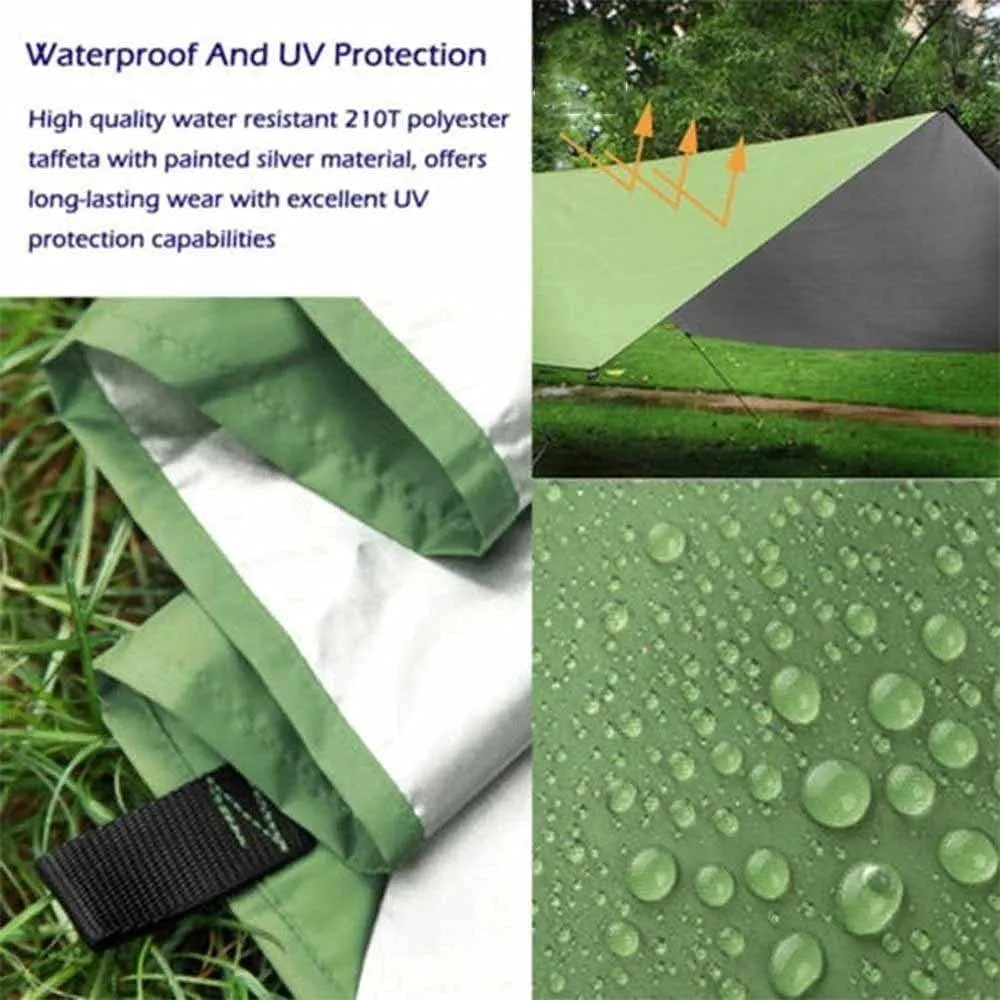 3Mx3M Waterproof Sun Shelter Tent Tarp Anti Beach Tent Camping Hammock Rain Fly Outdoor Sunshade Canopy Awning Shade(Color:E)