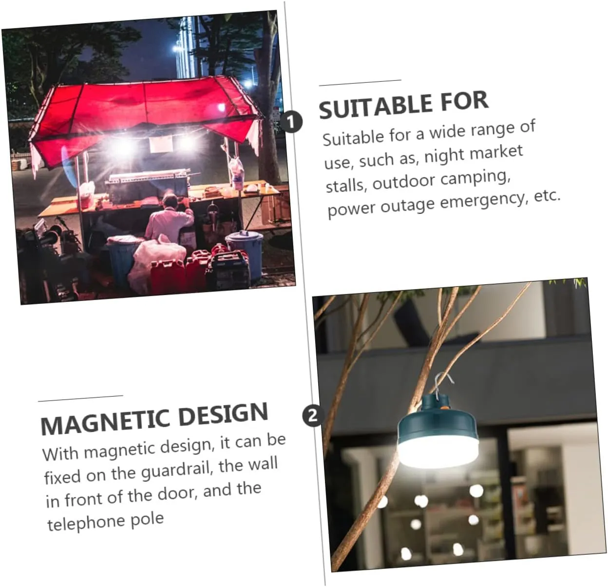 3pcs Rechargeable Led Camping Light USB Charging Design Lighting Modes for Hiking Fishing Beach Tents and Outdoor Activities
