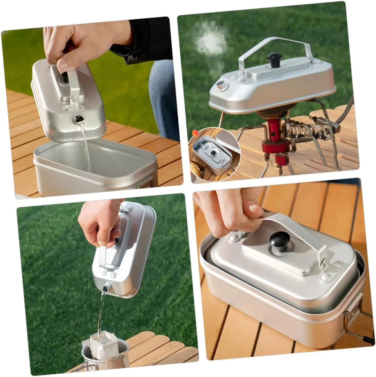 3pcs Sturdy Camping Tea Pot Non-slip Handle and Easy Pour Design for Outdoor Use
