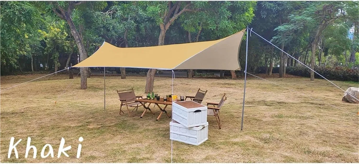 3x4m Camping Awning Outdoor Ultra-Light Sunshade Canopy Flysheet Tent Tarp Sun Shelter Pergola for Tourism Garden Picnic(White)