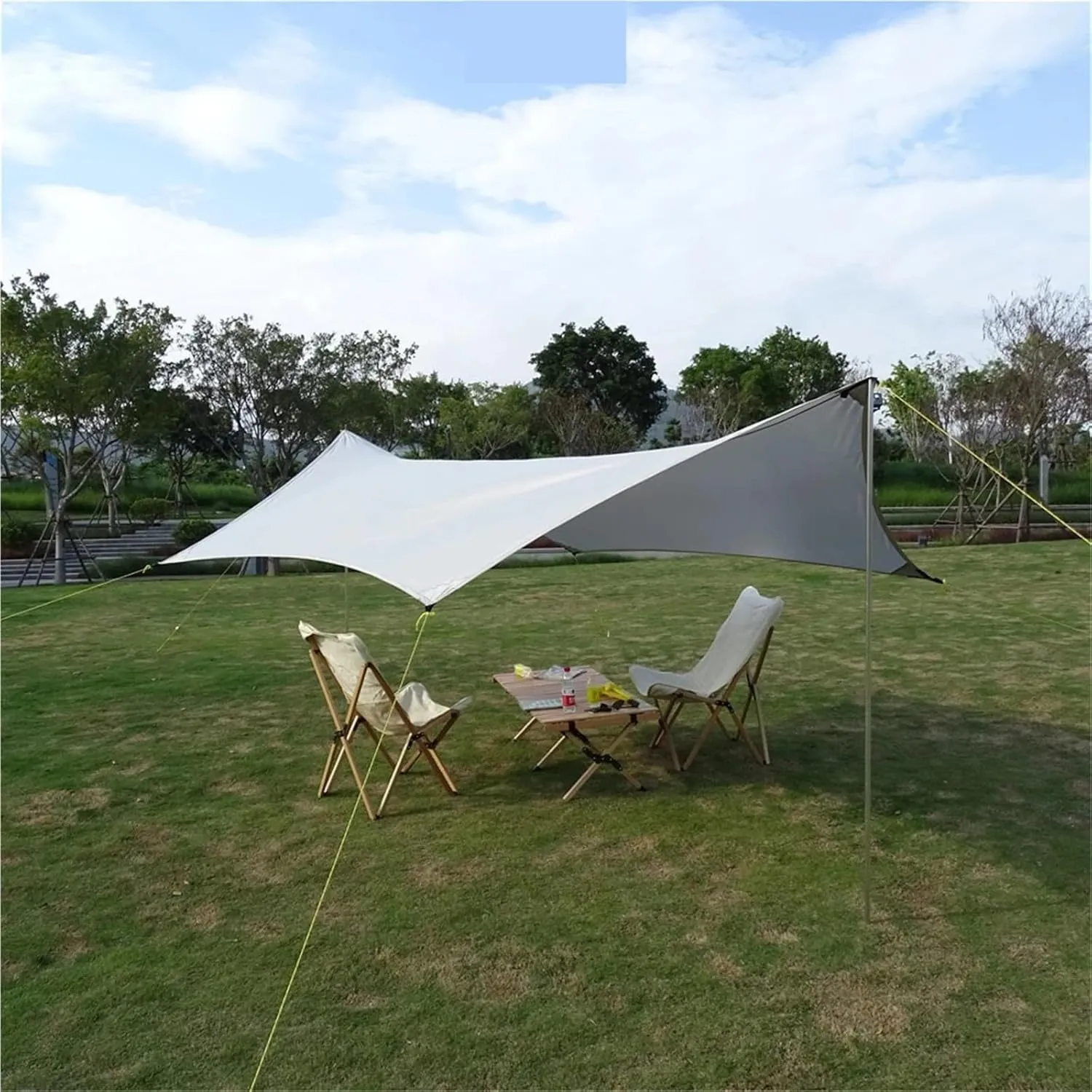3x4m Camping Awning Outdoor Ultra-Light Sunshade Canopy Flysheet Tent Tarp Sun Shelter Pergola for Tourism Garden Picnic(White)