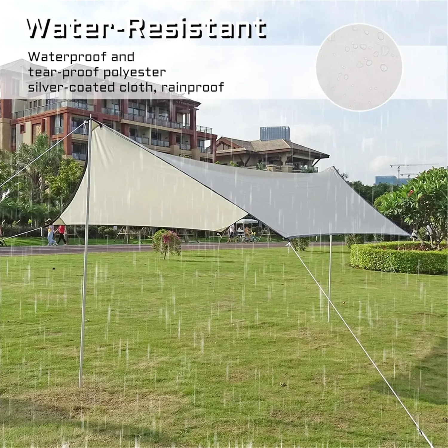 3x4m Camping Awning Outdoor Ultra-Light Sunshade Canopy Flysheet Tent Tarp Sun Shelter Pergola for Tourism Garden Picnic(White)