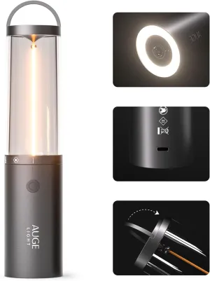 4-in 1 Portable Camping Lantern Rechargeable Camping Lights LED Flashlight with Hidden Hook SOS Mode Ultra-Long Life 35H Ambient Tent Lights for Household Essentials,Hiking,Camp,Outdoor