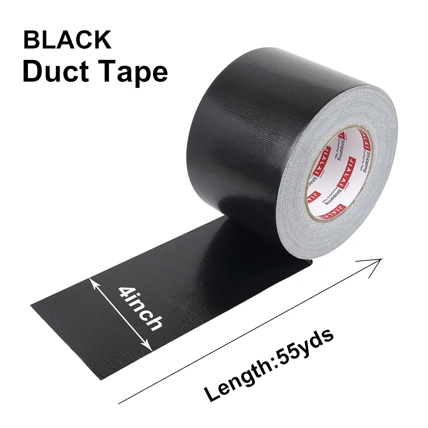 4 Inches Duct Tape Black, Industrial Grade 4 inches x 55 Yards (164 ft), 9 Mil Heavy-Duty, Waterproof, Flexible, No Residue, UV Resistant for Crafts & Home Improvement