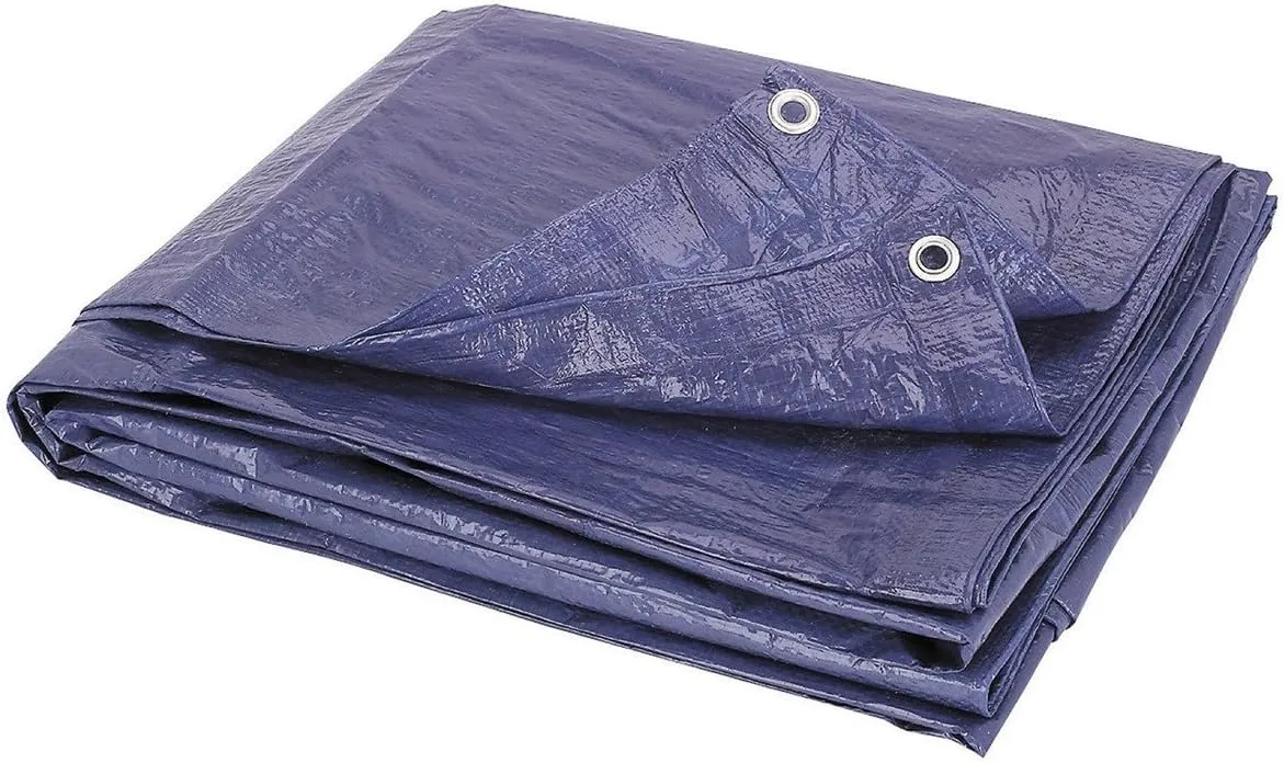 4 Mil Heavy Duty (11-1/2 Ft x 23-1/2 Ft.) Industrial Grade Waterproof Car Auto Motorcycle Tarp Tent Garage Shop Barn Tight Weave & Lamination