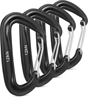 4 Pack D-Shape Heavy Duty Metal Clips for Keys Camping Hiking and Climbing Gear
