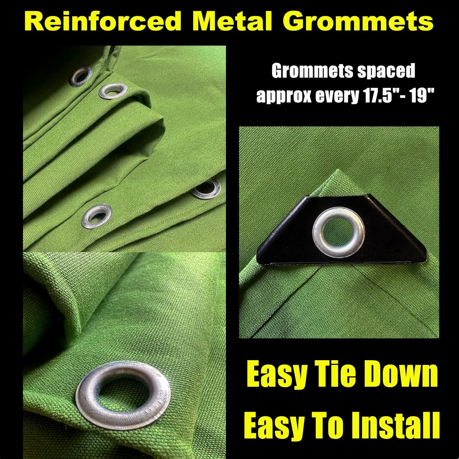 4 Pack Small Heavy Duty Canvas Tarp 3x5 Feet 16oz Water-Resistant Canvas Tarp with Grommets，Tear Resistant, Durable, Multipurpose Protective Green Cover for Camping, Tent, Car