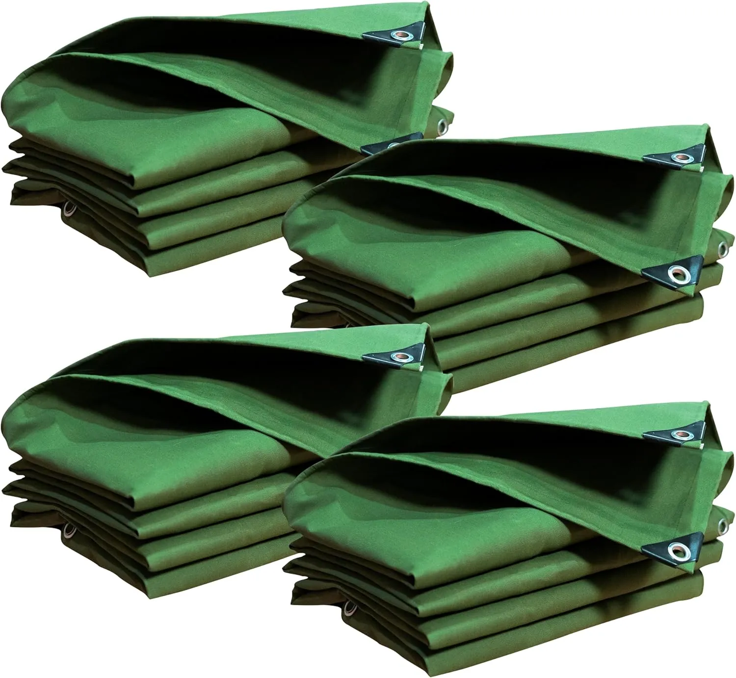 4 Pack Small Heavy Duty Canvas Tarp 3x5 Feet 16oz Water-Resistant Canvas Tarp with Grommets，Tear Resistant, Durable, Multipurpose Protective Green Cover for Camping, Tent, Car