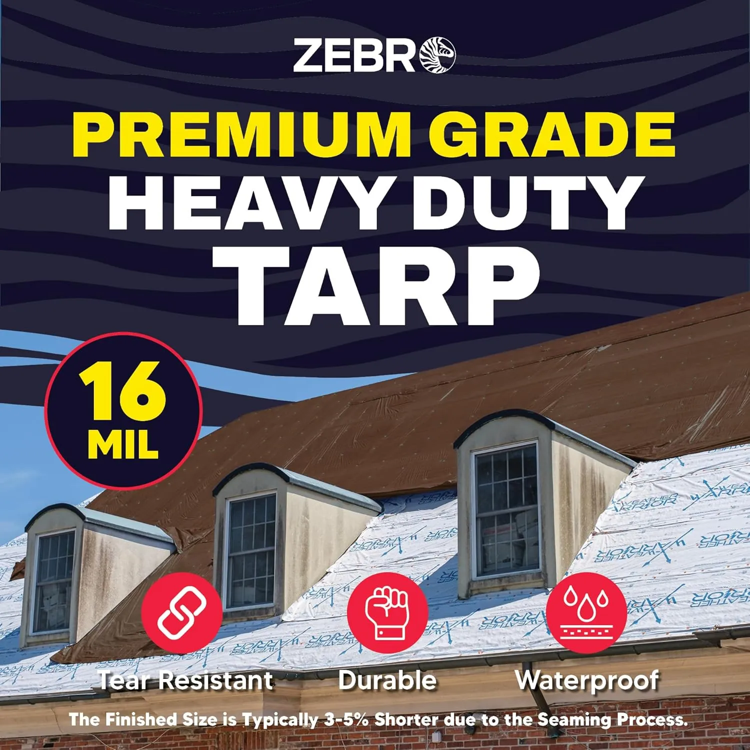 4' x 20' Brown Heavy Duty Tarp with Grommets Reinforced - 16 Mil Thick - Double Sided Plastic Tarps Waterproof - Large Tarpaulin Cover for Outdoor Camping Over/Under Tent Tarp RV Roof Rain - Zebro