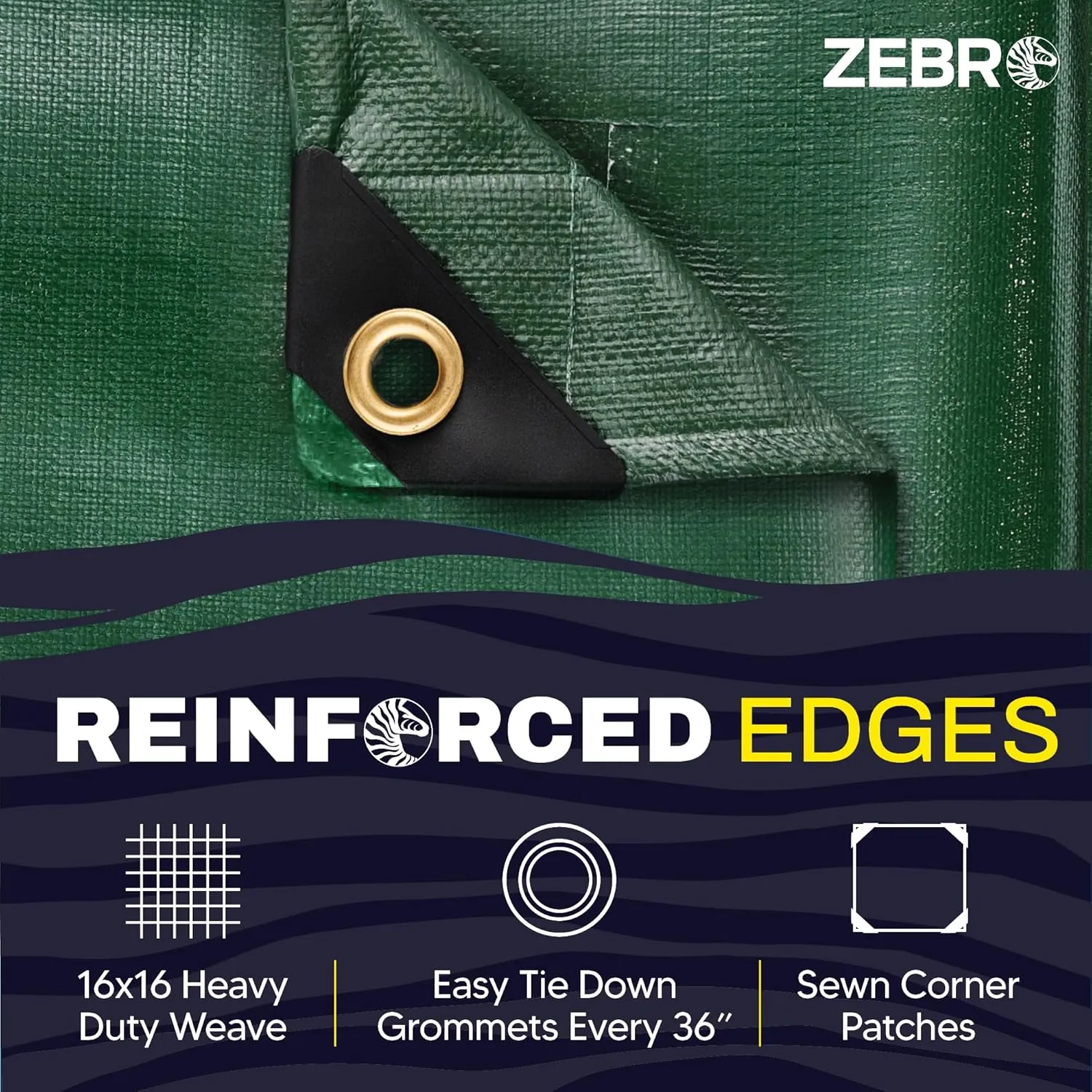 4' x 20' Green Heavy Duty Tarp with Grommets Reinforced - 16 Mil Thick - Double Sided Plastic Tarps Waterproof - Large Tarpaulin Cover for Outdoor Camping Over/Under Tent Tarp RV Roof Rain - Zebro