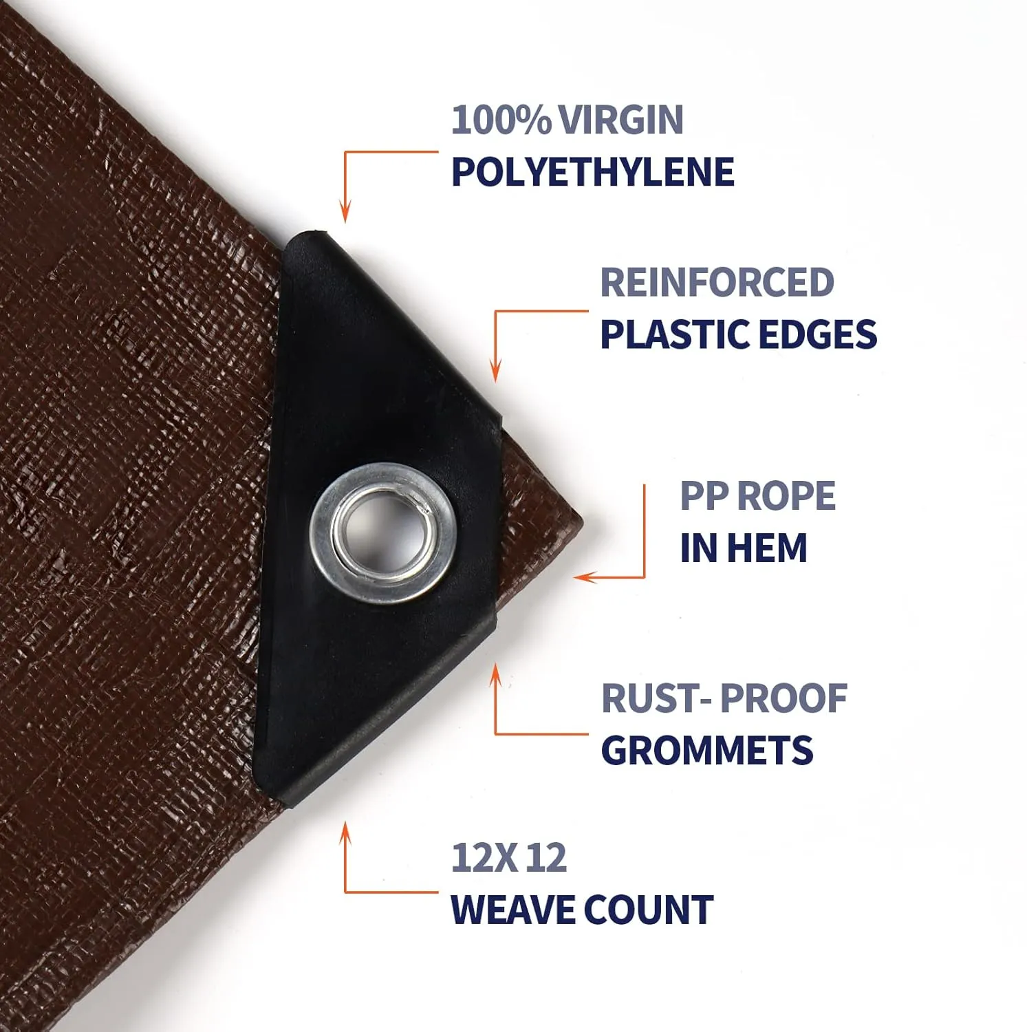 [40'X40'] RSW Heavy Duty Waterproof 12 Mil Safety Reversible Tarp Cover, UV Resistant, Rip and Tear Proof Tarpaulin with Reinforced Edges - for Roof, Camping, Patio, Pool Cover, Boat (Brown/Silver)