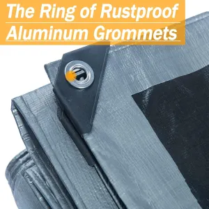 40'x60' Ft Heavy Duty Tarp, 12 Mil Thick, Waterproof, Tear & Fade Resistant, High Durability, UV Treated, Grommets Every 34 Inches. (Silver/Black - Reversible)