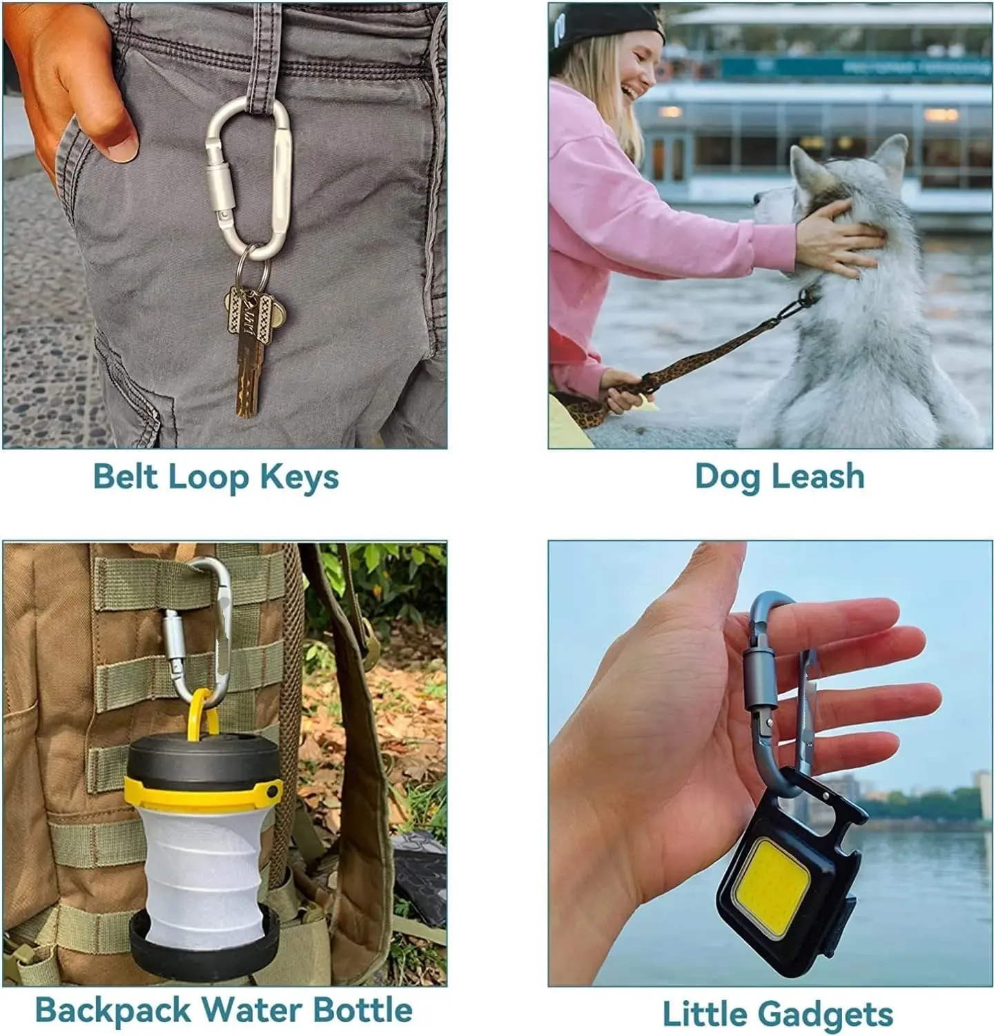 4PCS Carabiner Set for Outdoor Camping Survival Aluminum Alloy Keychain Clip Carabiner