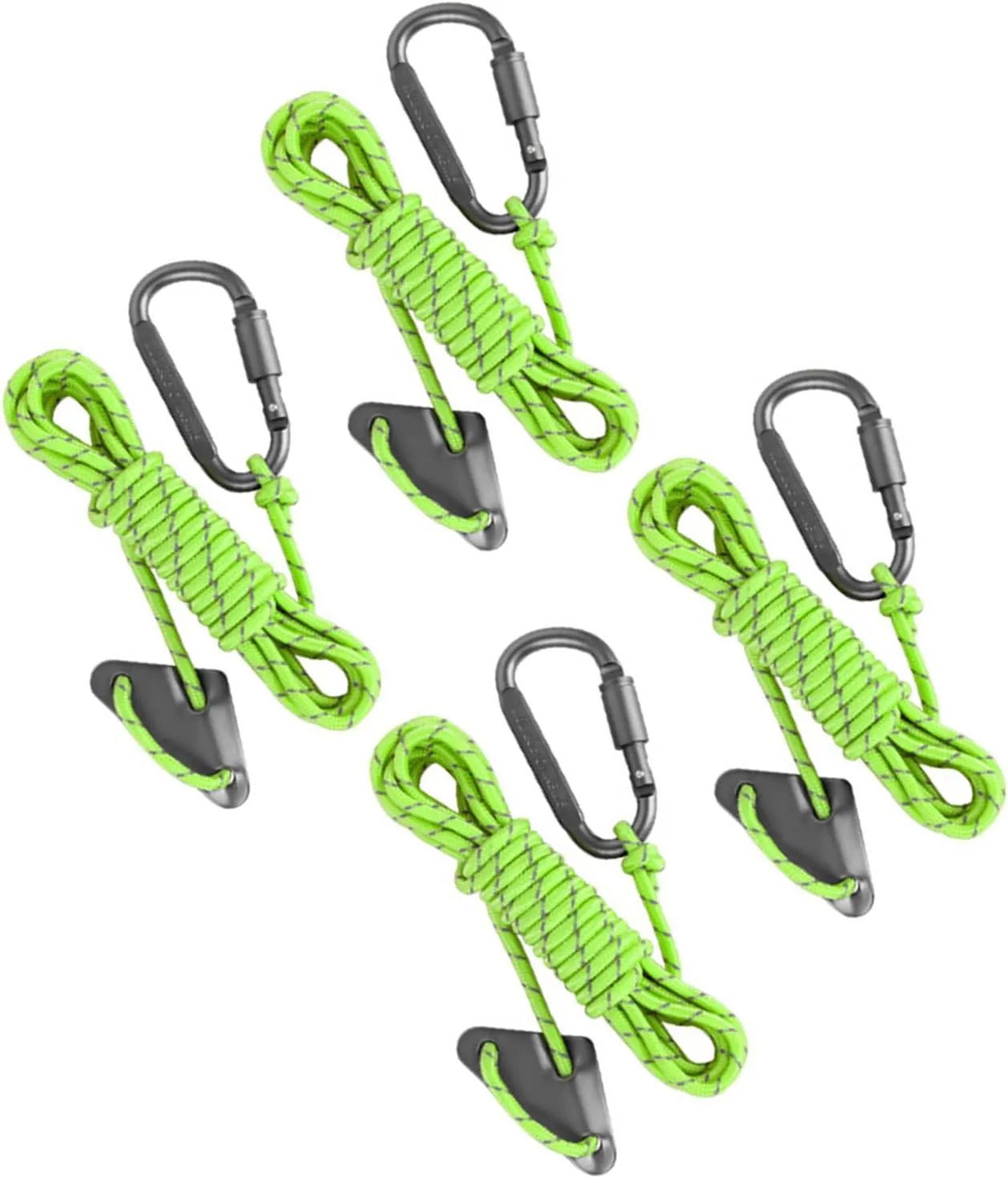4Pcs Reflective Guyline with Tent Rope Tensioners High Strength Tent Paracords Outdoor Camping Guylines Ropes Easy to Use