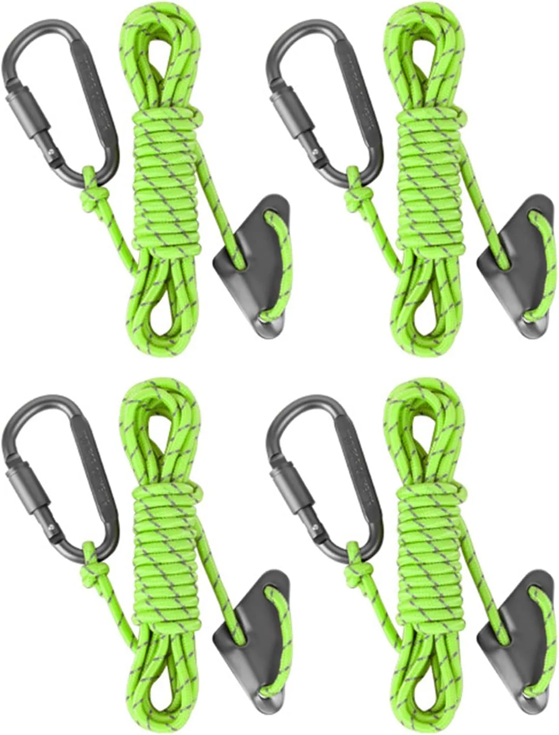 4Pcs Reflective Guyline with Tent Rope Tensioners High Strength Tent Paracords Outdoor Camping Guylines Ropes Easy to Use