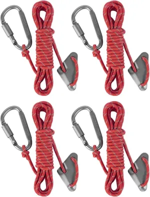 4Pcs Reflective Tent Guy Rope Outdoor Tent Guide Rope with Locking Carabiner Clip Winds Line for Awning Camping Enduring