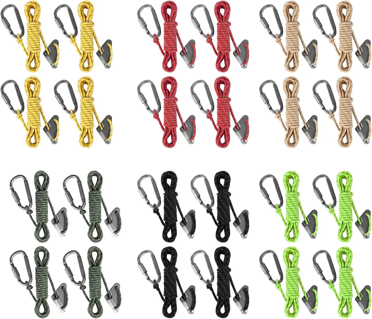 4Pcs Reflective Tent Guy Ropes Outdoor Tent Guide Rope Winds Line with Aluminum Guy Rope Tensioner for Camping Hiking