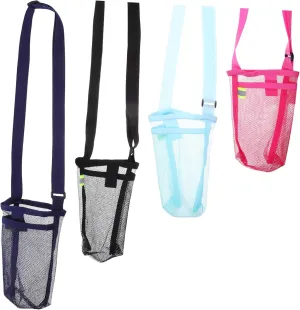 4Pcs Water Bottle Bag with Shoulder Strap Lightweight Kettle Mesh Holder for Outdoor Travel Convenient Portable Pouch