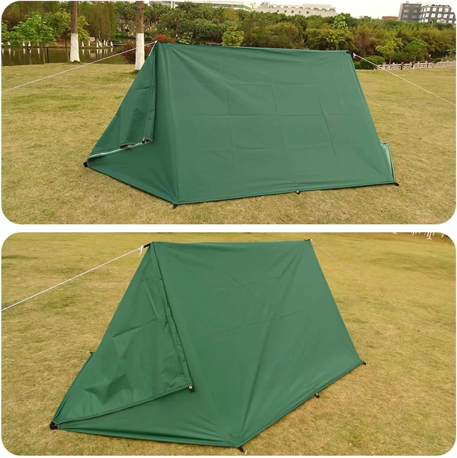 4x4m 4x3m 3x3m 19 Hang Points Tent Tarp Survival Sun Shelter Shade Canopy Outdoor Backpacking Waterproof Camping Awning Sunshade for Outdoors, Picnic(3x3.0m Khaki)