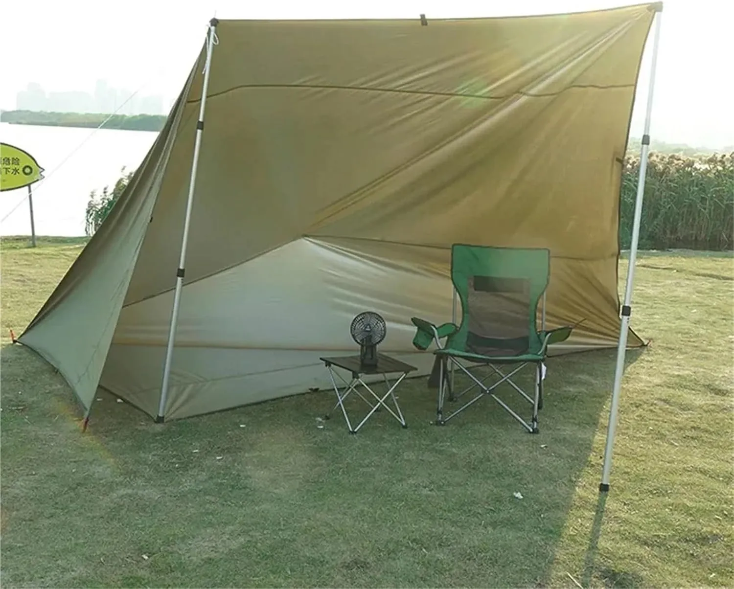 4x4m 4x3m 3x3m Tarp Tent Waterproof Camping UV Protection Outdoor Hiking Backpacking Tent Tarp Camping Tourist Beach Sun Shelter(3X4 Green)