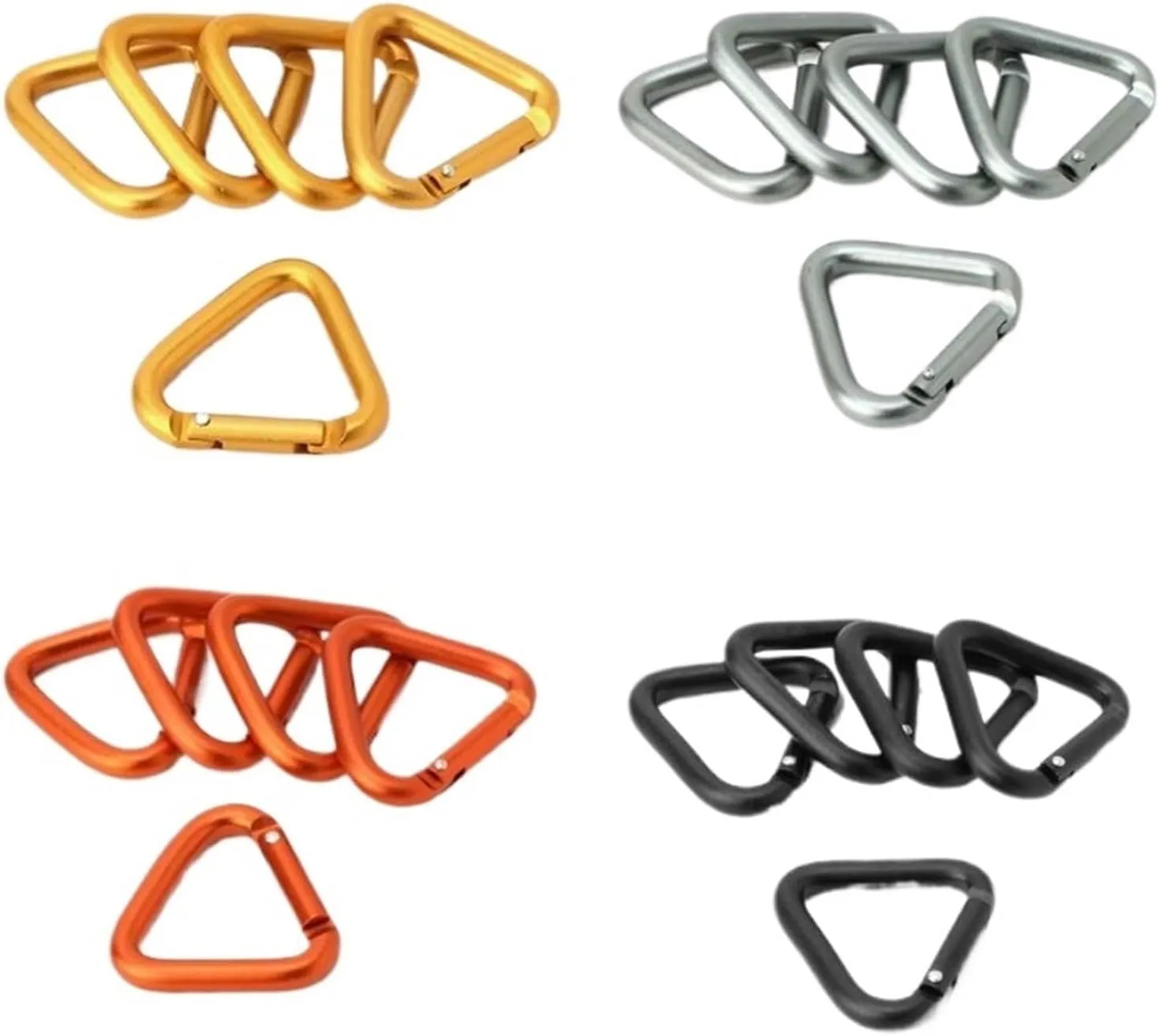 5 Pcs 5.3 Cm Gold Grey Black Aluminum for Triangle Carabiner Quick Link Locking Carabiner