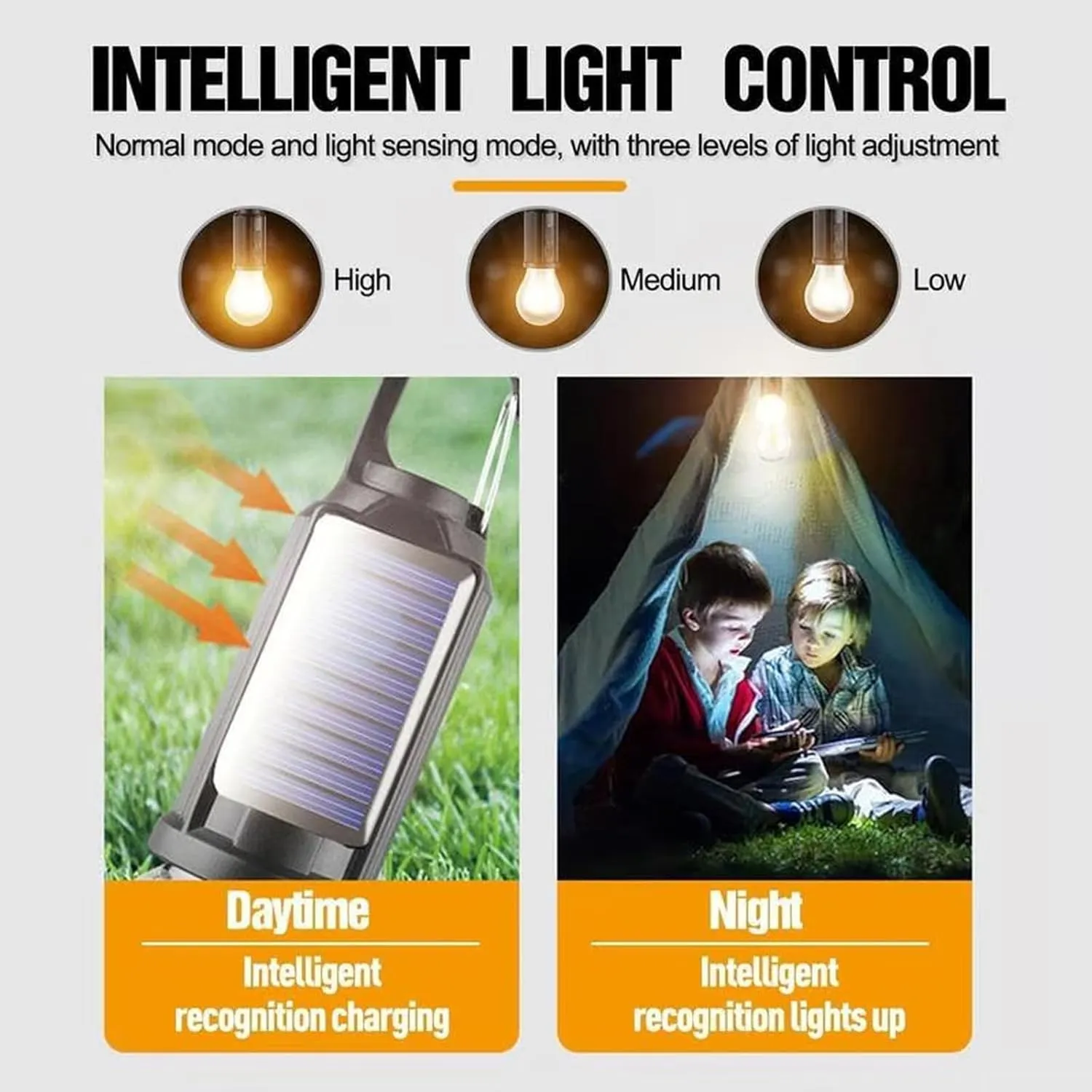 5 Pcs Solar Rechargeable Hooked Camping Light & 5 Lights Waterproof LED Camping Lantern with 3 Modes USB/Solar Charging for Hiking, Fishing & Emergency Use (Indoor/Outdoor) (C, Without Gifts)