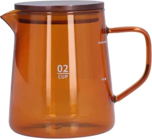 500ml Coffee Pot, Heat Resistant Borosilicate Glass Coffee Server, Glass Tea Pot with Wooden Lid Household Tea Kettle for Home Office (brown)