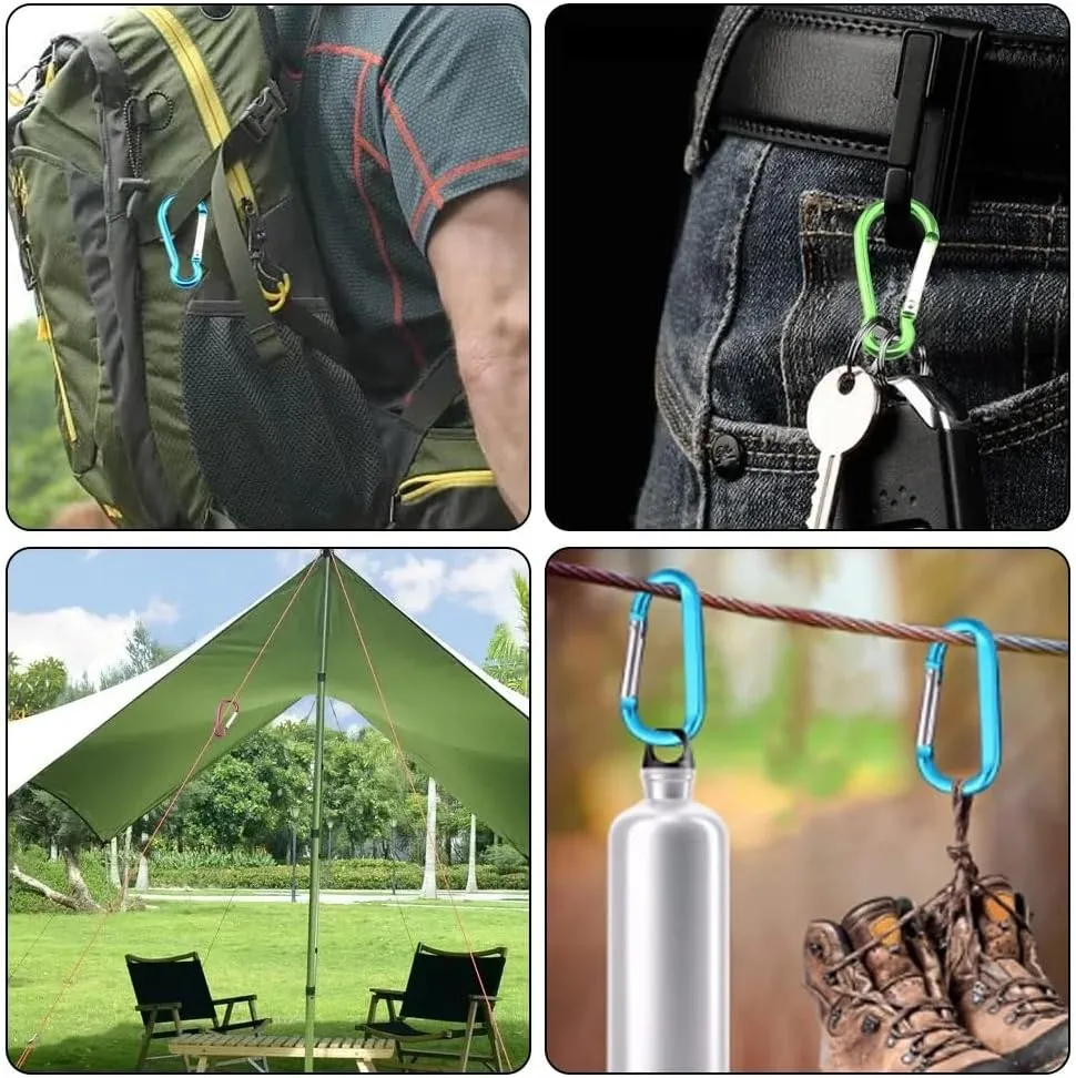 5/10pcs Aluminum Alloy Hook Spring-Loaded Kettle Hook for Camping Hiking Carabiner