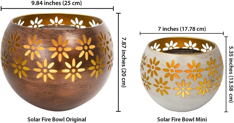 5.4" (2-Pack) Outdoor Waterproof Solar Lanterns - Metal Porch Lights with Flickering Flame for Tabletop, Patio, Garden & Landscape Décor (White)