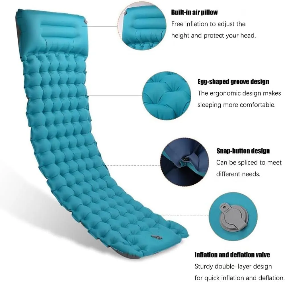 5cm Ultralight Camping Mattress, Waterproof Inflatable Sleeping Pad, Anti-Slip Portable Foldable Mattress, Foot Inflatable Mattress,Suitable for Camping, Traveling (Brown)