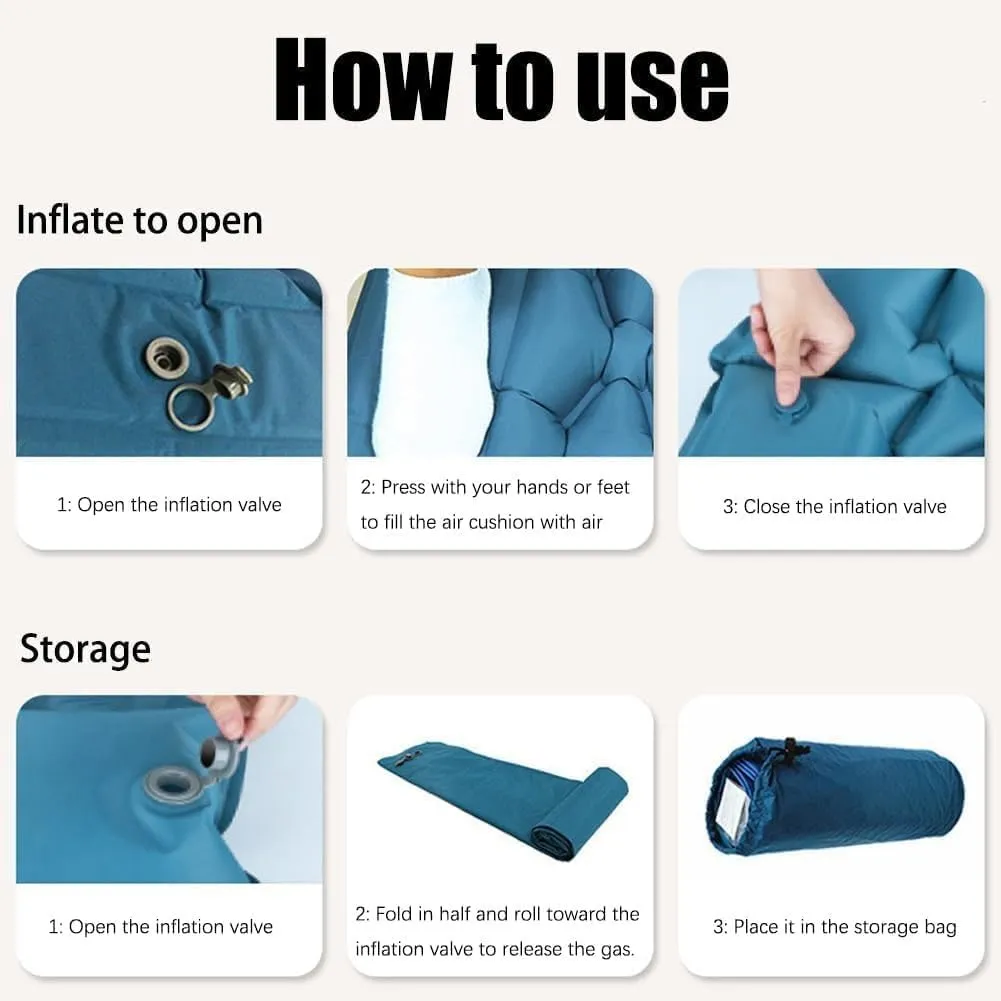 5cm Ultralight Camping Mattress, Waterproof Inflatable Sleeping Pad, Anti-Slip Portable Foldable Mattress, Foot Inflatable Mattress,Suitable for Camping, Traveling (Brown)