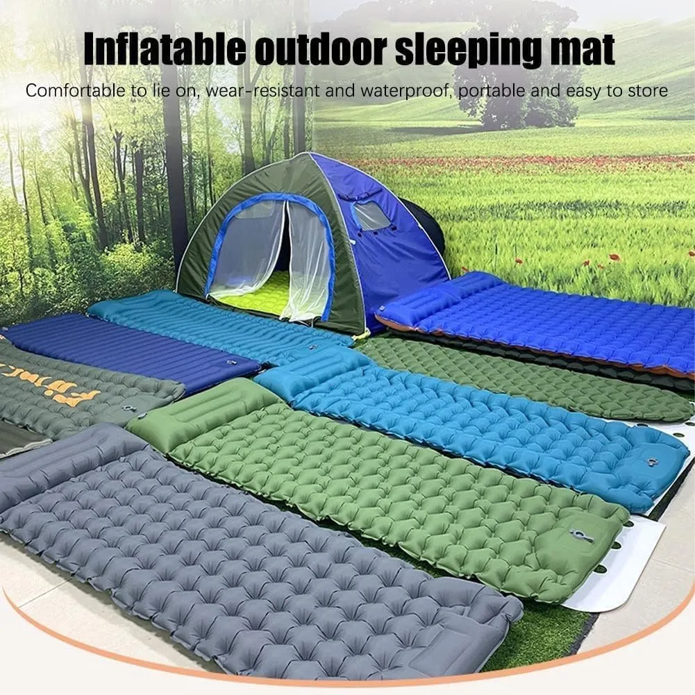 5cm Ultralight Camping Mattress, Waterproof Inflatable Sleeping Pad, Anti-Slip Portable Foldable Mattress, Foot Inflatable Mattress,Suitable for Camping, Traveling (Brown)