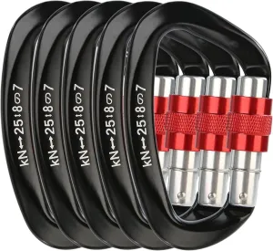 5Pcs D-Shape 25KN Auto Locking Carabiner Clip Hook Rock Safety Lock